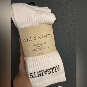 All Saints Classic White Crew Socks